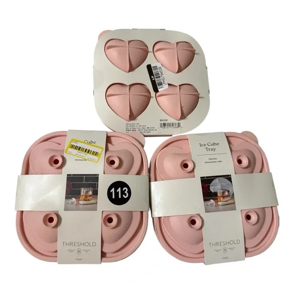 Set of 3 Threshold Silicone Heart Ice Cube Trays – Pink - Picture 2 of 2